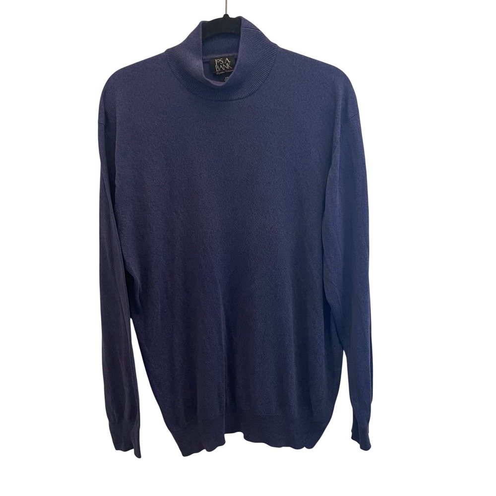 Jos. A. Bank Signature Collection Mens XXL‎ Blue Silk Mock Neck Sweater